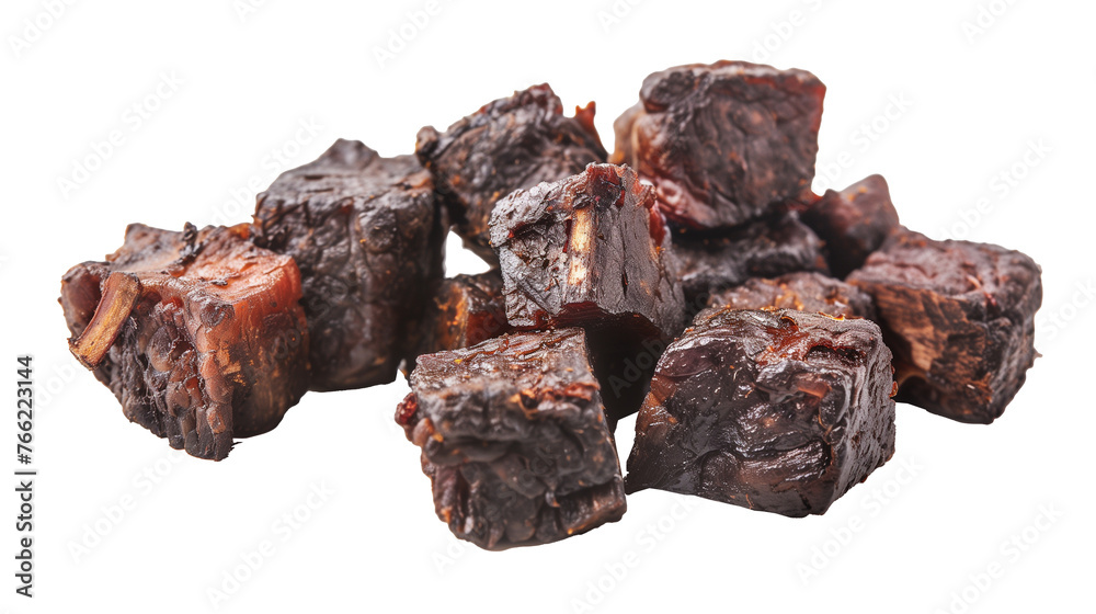 Burnt ends on white background