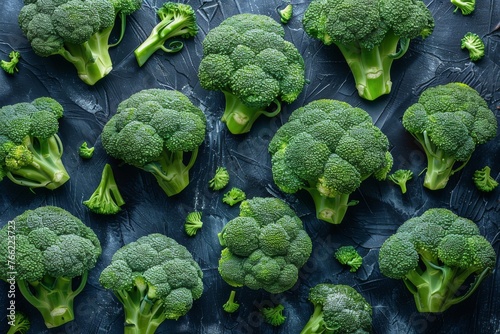 Top view of pattern of fresh broccoli