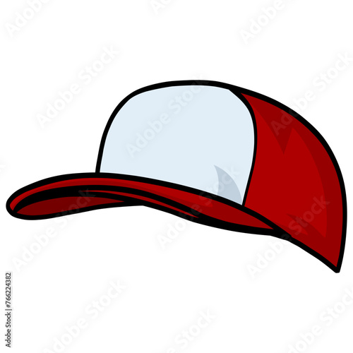 Red Snapback Trucker Hat Baseball Cap Illustration Vector Icon