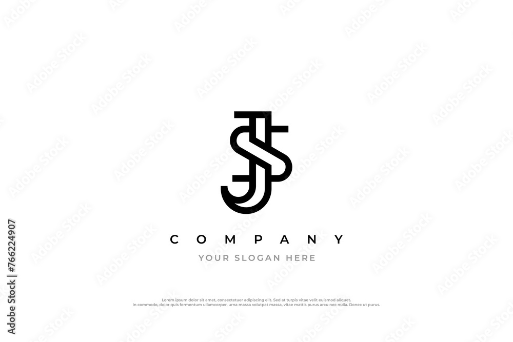Initial Letter JS Logo Design - obrazy, fototapety, plakaty 