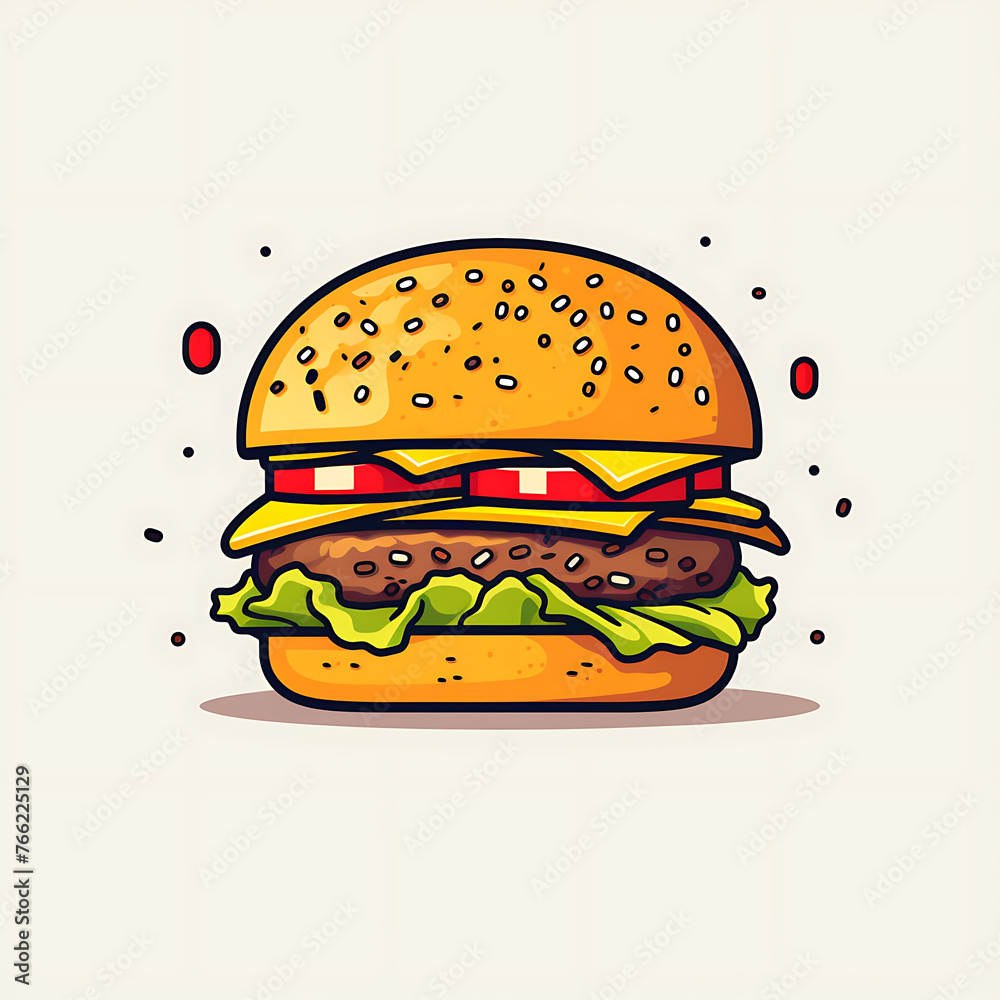 Minimalistic Burger Illustration Design Minimalistic Burger Illustration Design