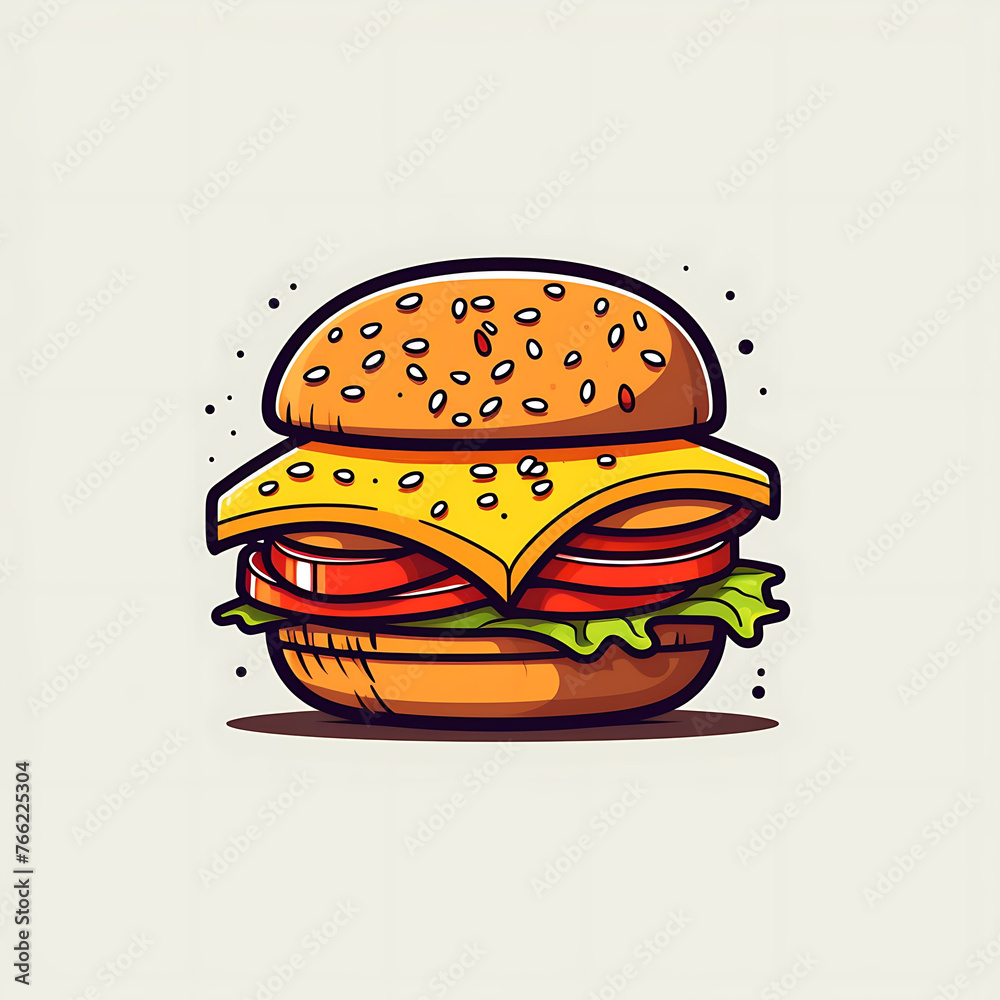 Minimalistic Burger Illustration Design Minimalistic Burger Illustration Design