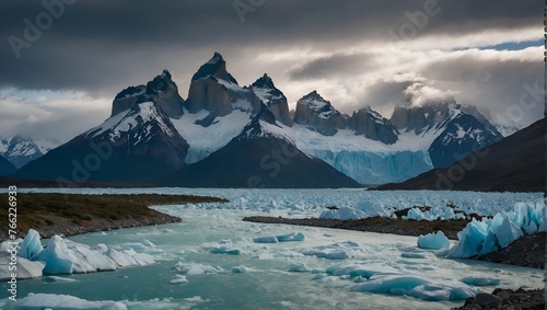 Patagonia, Chile - Torres del Paine, in the Southern Patagonian Ice Field, Magellanes Region of South America. photo