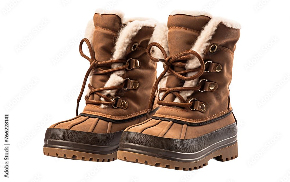 Snow Boots Isolated On Transparent Background PNG.