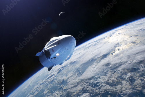 Cargo spacecraft in low-Earth orbit. Elements of this image furnished by NASA.