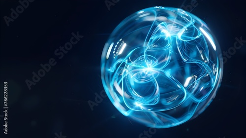 Glowing Spherical Energy Field Radiating Brilliant Iridescent Light and Fractal Swirls in a Captivating Futuristic Display of Science and Technology