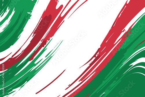 Abstract Art in Italy Flag Colors: Red, Green, White Brush Strokes