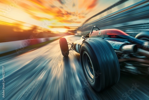 Intense racecar speed close-up