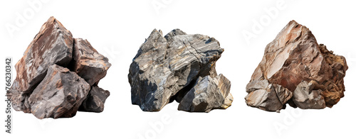 Set of stone rock hard heavy isolated transparent single object.