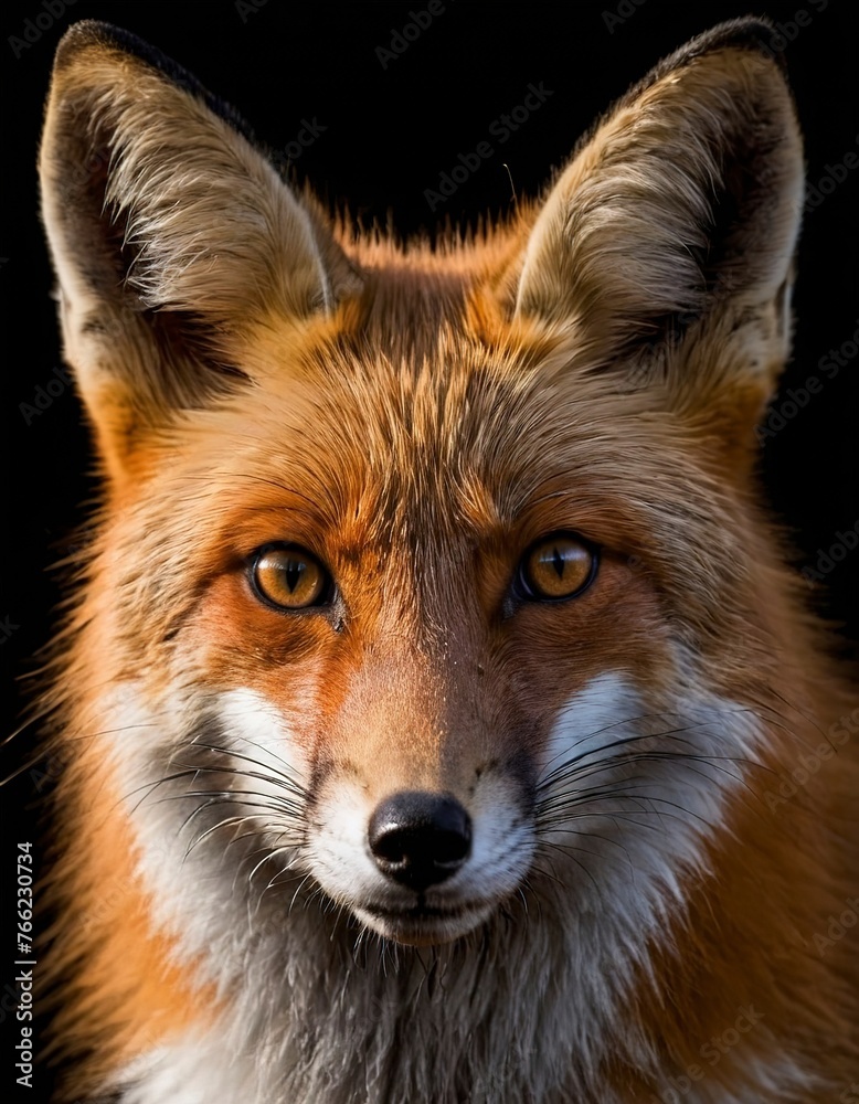 portrait of a fox on black background portrait of a fox on black background