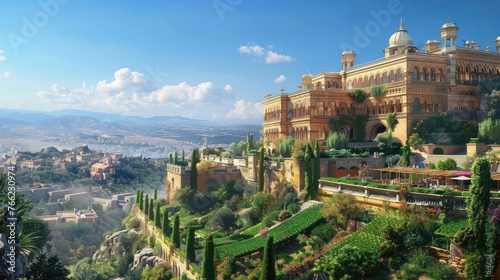 Majestic Palace Overlooking Ancient Cityscape