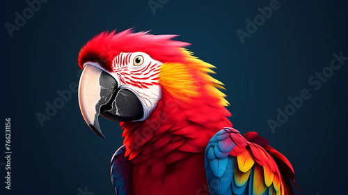 Beautiful colored parrot on tropical background