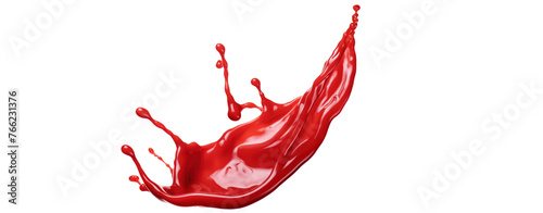 Abstract ketchup sauce tomatoes splash in the air liquid flow transparend white background.
