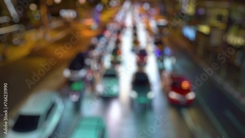 Wallpaper Mural Traffic jam at express way Rush hour. Blurred jammed street traffic at night. Night traffic jam on the crossroad.  Torontodigital.ca