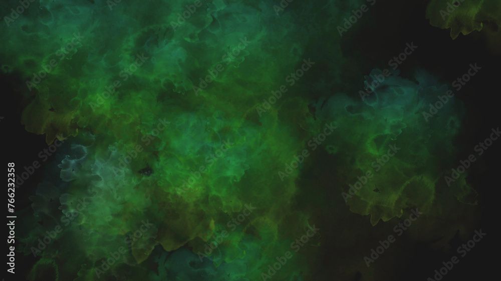 blue and green smoke on Simple black background design 