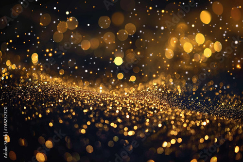 Golden glittering dark background. Vector luxury background for posters, banners or cards photo