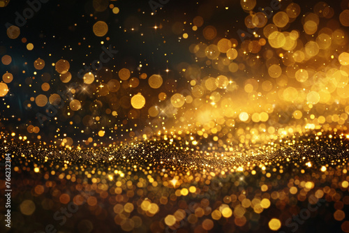 Golden glittering dark background. Vector luxury background for posters, banners or cards