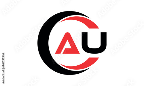 AU initial letter circle icon gaming logo design vector template. batman logo, sports logo, monogram, polygon, war game, symbol, playing logo, abstract, fighting, typography, minimal, wings logo, sign