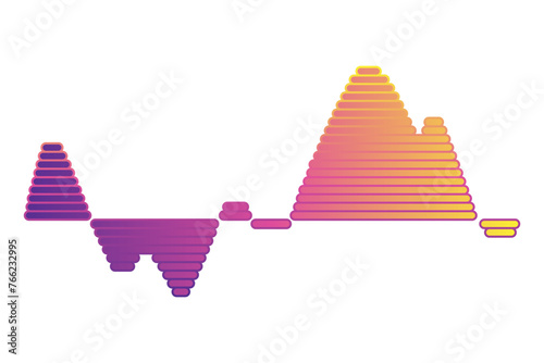 Color sound wave. Audio digital equalizer technology, musical pulse vector Illustration. Voice line waveform or volume level symbol. Curve radio wave
