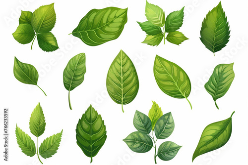 Green nature leaves on white background vector isolated elements design photo