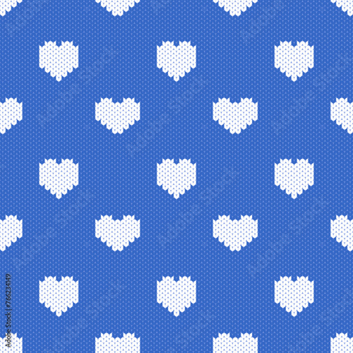 seamless knitted pattern with white heart.