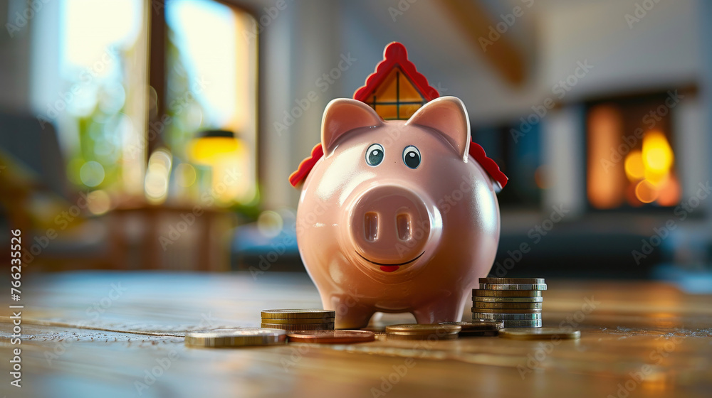 Planning for the Future: House Model with Piggy Bank and Coin Stacks
Planning for the Future: House Model with Piggy Bank and Coin Stacks