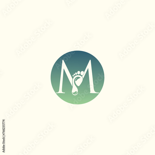 Reflexology logo design with letter and foot clinic unique concept premium vector
