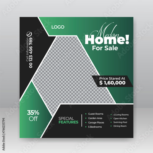 modern real estate house social media post or square banner template