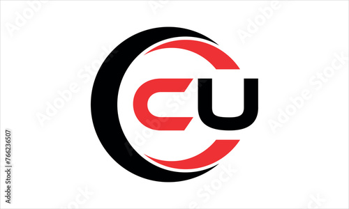 CU initial letter circle icon gaming logo design vector template. batman logo, sports logo, monogram, polygon, war game, symbol, playing logo, abstract, fighting, typography, minimal, wings logo, sign