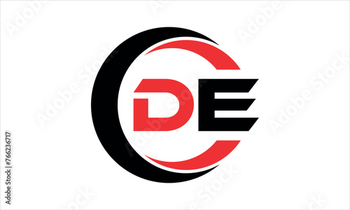 DE initial letter circle icon gaming logo design vector template. batman logo, sports logo, monogram, polygon, war game, symbol, playing logo, abstract, fighting, typography, minimal, wings logo, sign