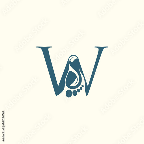 Reflexology logo design with letter and foot clinic unique concept premium vector