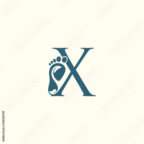 Reflexology logo design with letter and foot clinic unique concept premium vector
