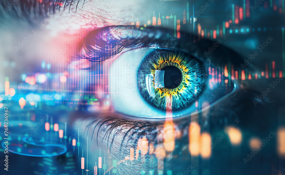 Human Eye with Financial Chart Abstract Human Eye with Financial Chart Abstract