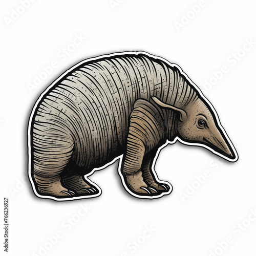 armadillo  bright sticker on a white background