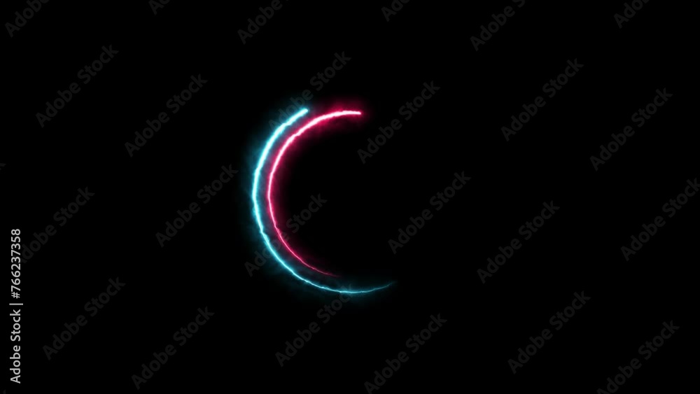 Glowing neon circle loading and circle loop animation background.