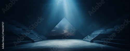 Dark azure background  minimalist stage design style