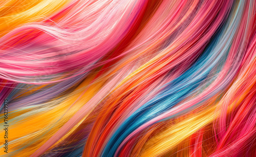 Chromatic Elegance: Close-Up of Vivid Hair Strands