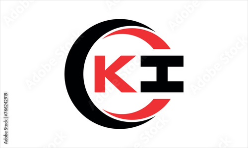 KI initial letter circle icon gaming logo design vector template. batman logo, sports logo, monogram, polygon, war game, symbol, playing logo, abstract, fighting, typography, minimal, wings logo, sign