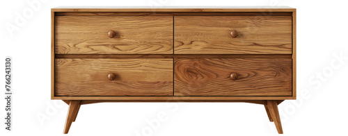 Minimal wooden drawer cabinet furniture decoration house storage classic interior transparent background.