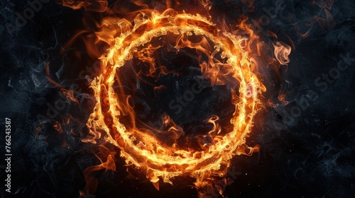 Dark Background With Fire Ring And Smoke