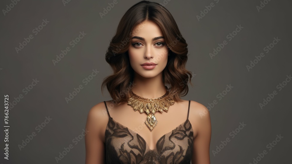 Woman Wearing Bra With Necklace Woman Wearing Bra With Necklace
