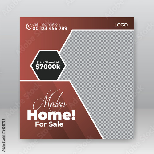 modern real estate house social media post or square banner template