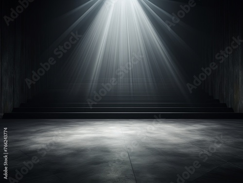 Dark silver background, minimalist stage design style © Celina