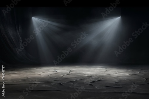 Dark silver background, minimalist stage design style