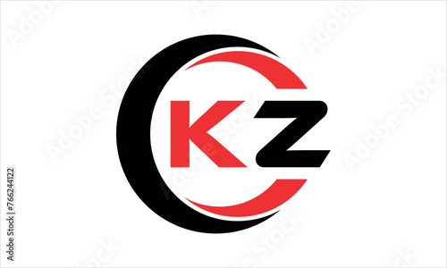 KZ initial letter circle icon gaming logo design vector template. batman logo, sports logo, monogram, polygon, war game, symbol, playing logo, abstract, fighting, typography, minimal, wings logo, sign