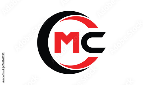 MC initial letter circle icon gaming logo design vector template. batman logo, sports logo, monogram, polygon, war game, symbol, playing logo, abstract, fighting, typography, minimal, wings logo, sign