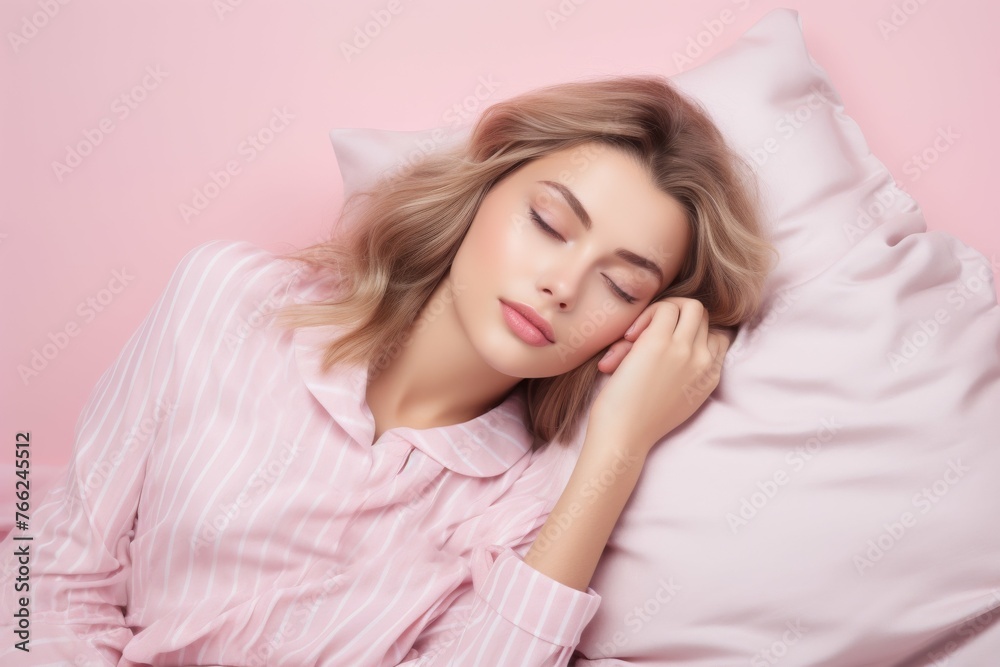 Woman Laying in Bed With Eyes Closed Woman Laying in Bed With Eyes Closed
