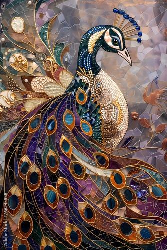 Luxury Chinoiserie painting of peacock ,  for home decor, wall art, digital art print, wallpaper, background