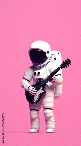 a person in a space suit playing a guitar