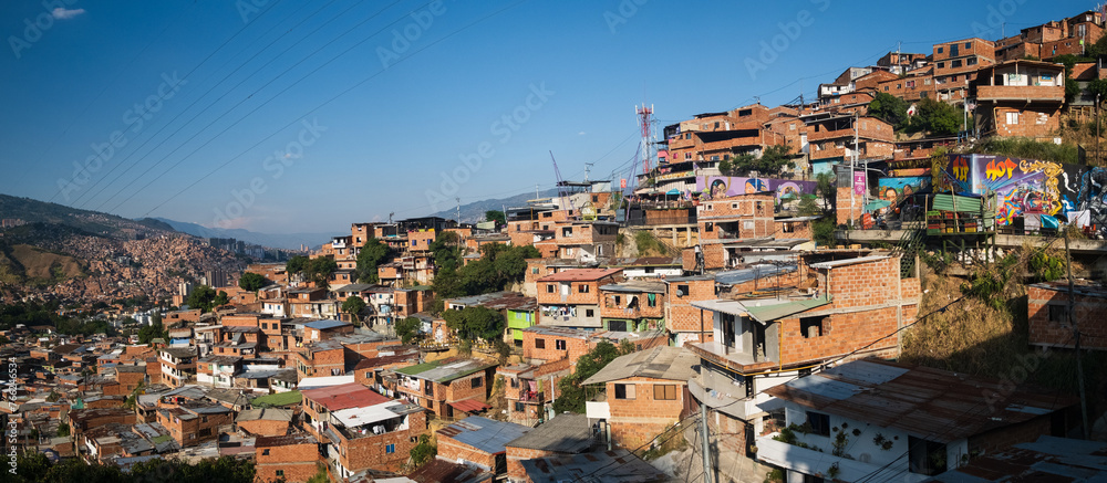 panoramic aerial comuna 13 Colombia medellin 